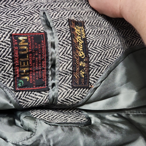 Harris Tweed Mens Vintage Wool Sportscoat/Blazer Size S/M Grey Herringbone Profe - Picture 9 of 14